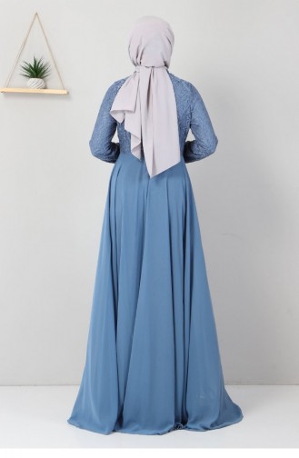 Baby Blue Hijab Evening Dress 12840