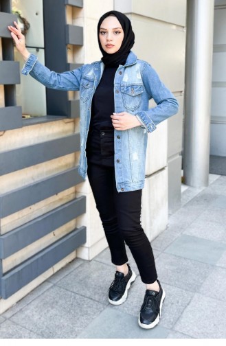 Blau Jacke 12890