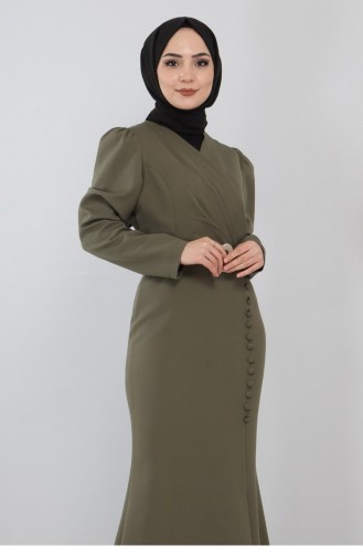 Khaki Hijab Evening Dress 13030