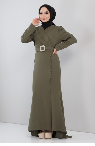 Khaki Hijab Evening Dress 13030