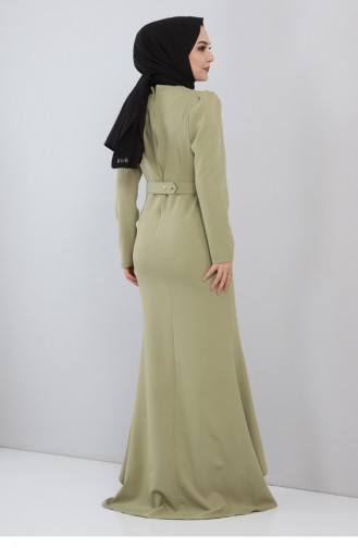 Green Hijab Evening Dress 13031