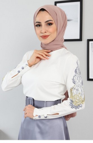Nakışlı Etekli Takım Gri 8580