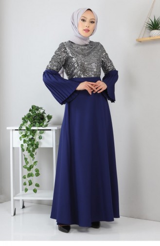 Indigo Hijab Evening Dress 13243