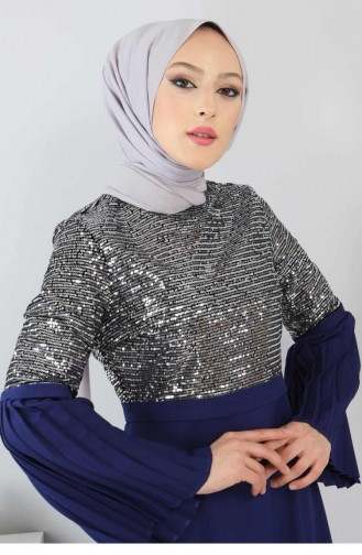 Indigo Hijab Evening Dress 13243