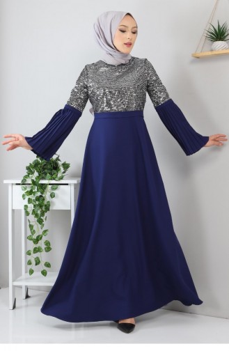 Indigo Hijab Evening Dress 13243