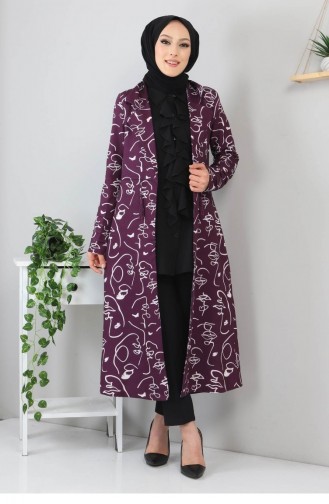 Desenli Üçlü Takım Mor 3155