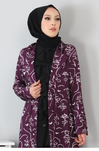 Desenli Üçlü Takım Mor 3155