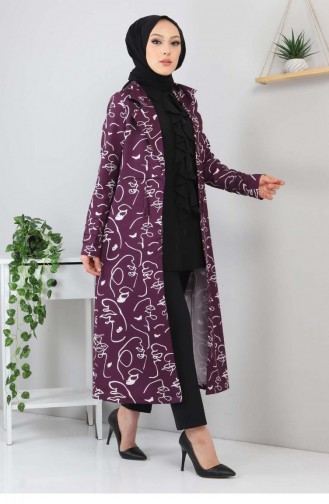Desenli Üçlü Takım Mor 3155