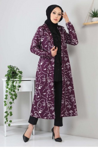 Desenli Üçlü Takım Mor 3155