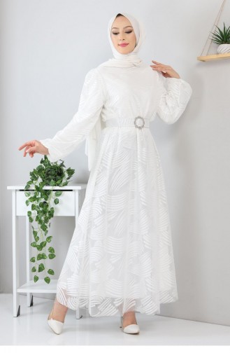 White Hijab Dress 13253