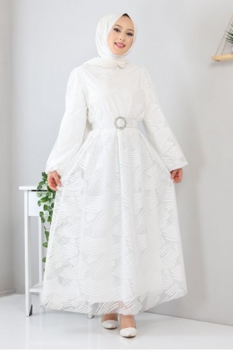 White Hijab Dress 13253