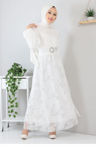 White Hijab Dress 13253