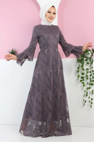 Anthracite Hijab Evening Dress 13267