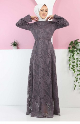 Anthracite Hijab Evening Dress 13267