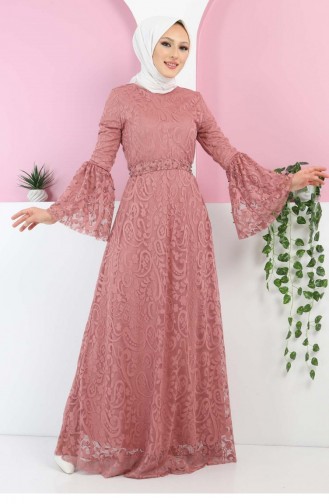 Beige-Rose Hijab Kleider 13269