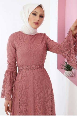Beige-Rose Hijab Kleider 13269