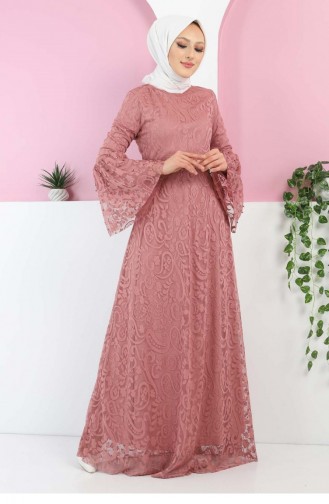 Beige-Rose Hijab Kleider 13269