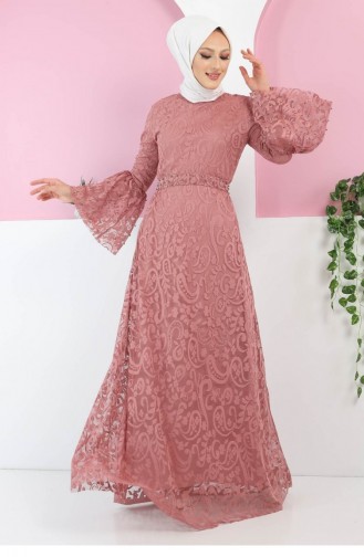 Beige-Rose Hijab Kleider 13269