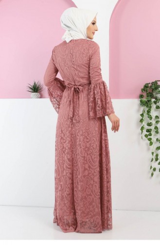 Beige-Rose Hijab Kleider 13269