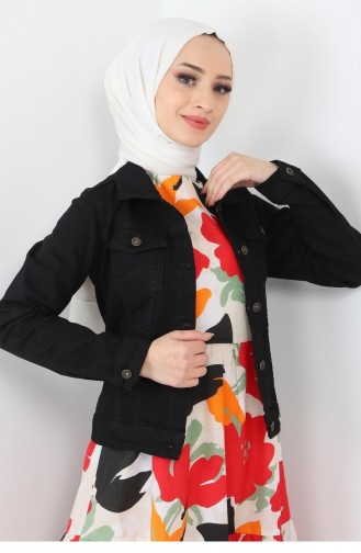 Düğmeli Kot Ceket Siyah 6027