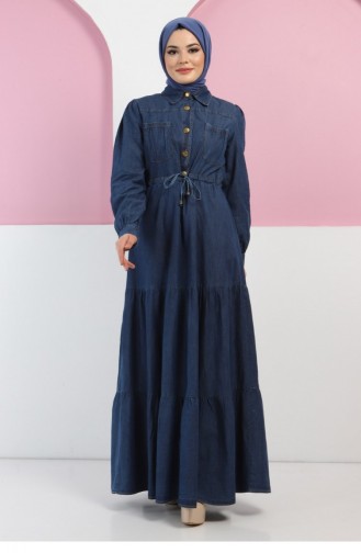 Dunkelblau Hijab Kleider 13377
