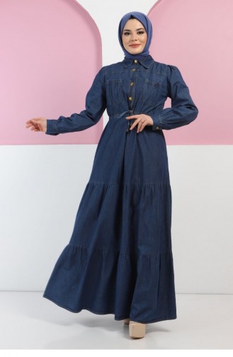 Dunkelblau Hijab Kleider 13377