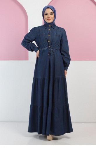 Dunkelblau Hijab Kleider 13377