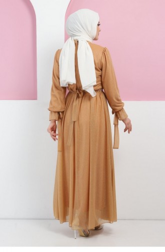 Tan Hijab Evening Dress 13381