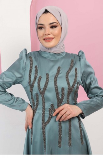 Minzengrün Hijab-Abendkleider 13393