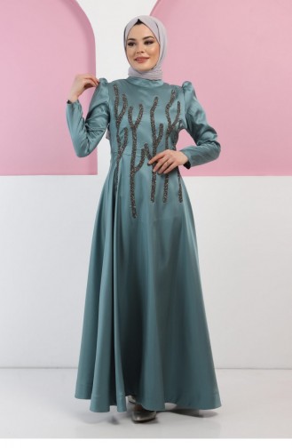 Minzengrün Hijab-Abendkleider 13393