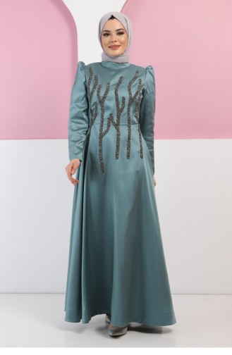 Minzengrün Hijab-Abendkleider 13393