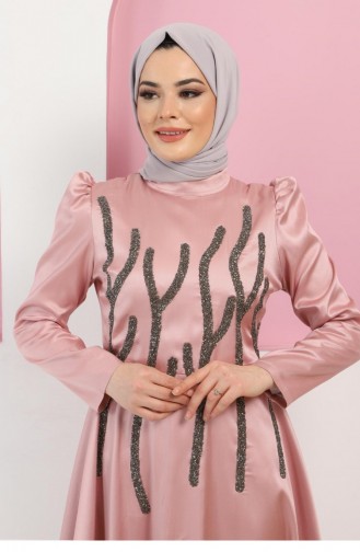 Beige-Rose Hijab-Abendkleider 13395