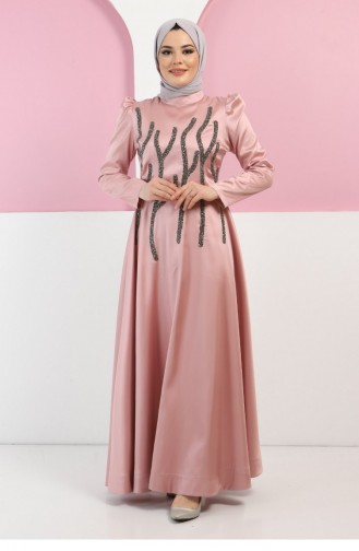Beige-Rose Hijab-Abendkleider 13395