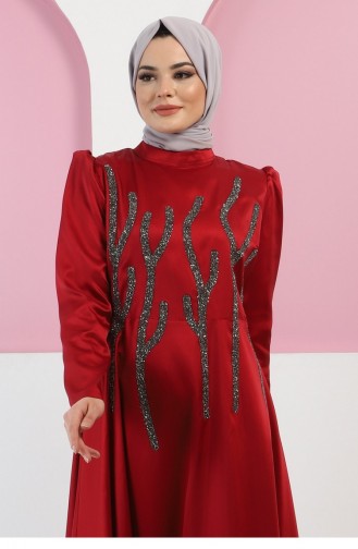 Weinrot Hijab-Abendkleider 13397