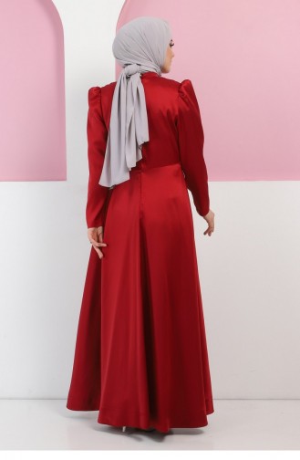 Weinrot Hijab-Abendkleider 13397