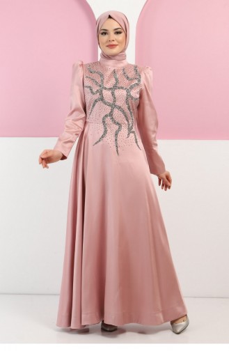 Dusty Rose Hijab Evening Dress 13401