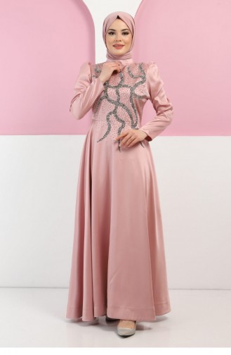 Dusty Rose Hijab Evening Dress 13401