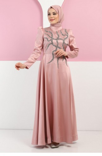 Dusty Rose Hijab Evening Dress 13401