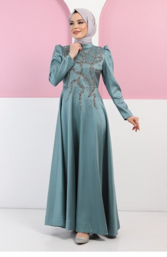 Mint green İslamitische Avondjurk 13403