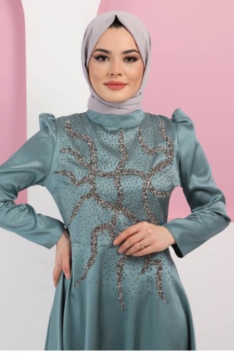 Mint green İslamitische Avondjurk 13403