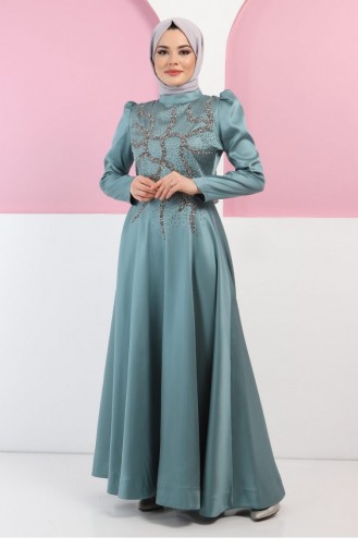 Mint green İslamitische Avondjurk 13403