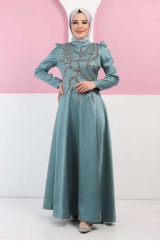 Minzengrün Hijab-Abendkleider 13403