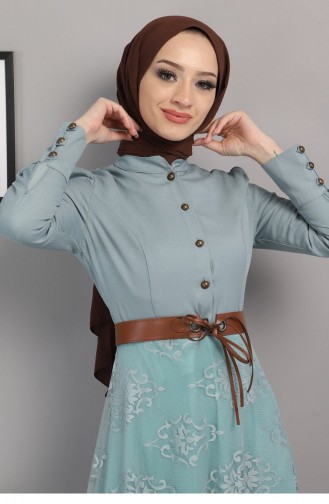 Minzengrün Hijab Kleider 13509