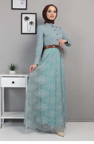 Minzengrün Hijab Kleider 13509