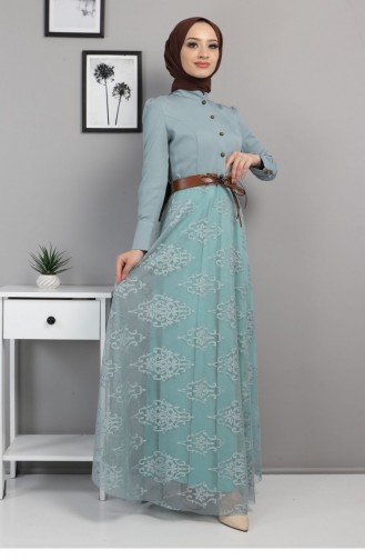 Mint green İslamitische Jurk 13509