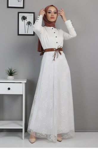 Weiß Hijab Kleider 13511
