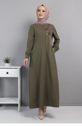 Embroidered Hijab Abaya Green 10773 13536