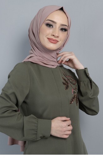 Embroidered Hijab Abaya Green 10773 13536