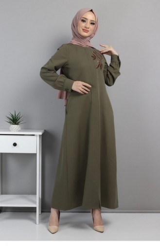 Embroidered Hijab Abaya Green 10773 13536