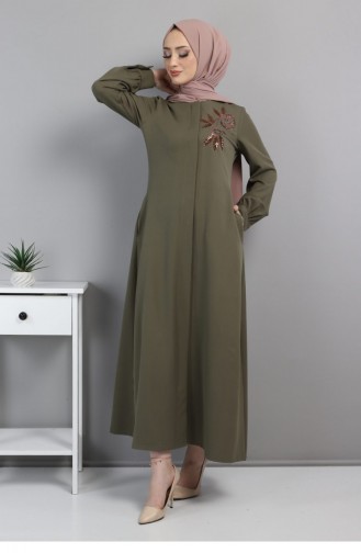 Embroidered Hijab Abaya Green 10773 13536